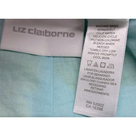 Vintage Liz Claiborne Skirt Women's 14 Blue‎ Linen Blend Floral A Line Spring - Picture 10 of 12